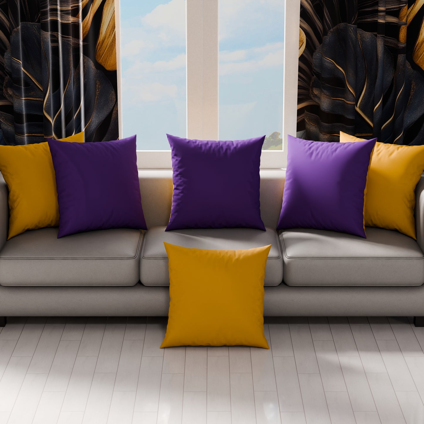 Cuscini, Copricuscini Divano, Cuscini Arredo in Tinta Unita, Viola/Giallo Ocra