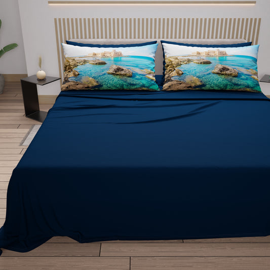 Lenzuola in Cotone, Completo Letto con Federe in Stampa Digitale, Calabria
