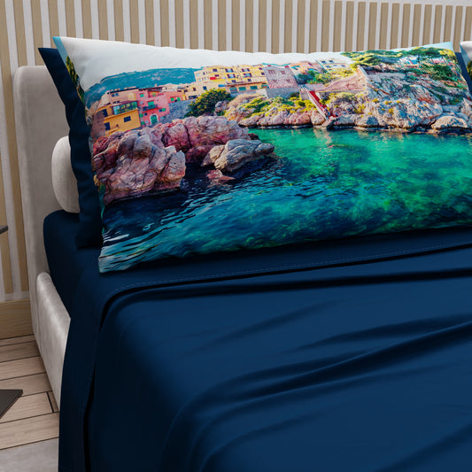 Lenzuola in Cotone, Completo Letto con Federe in Stampa Digitale, Sant'Elia - Sicilia