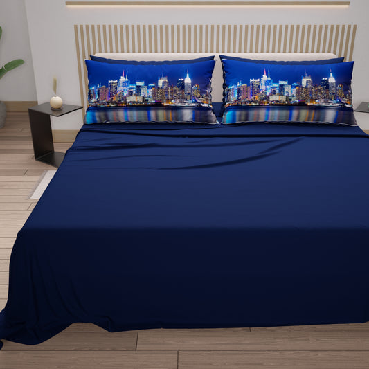 Lenzuola in Cotone, Completo Letto con Federe in Stampa Digitale New York