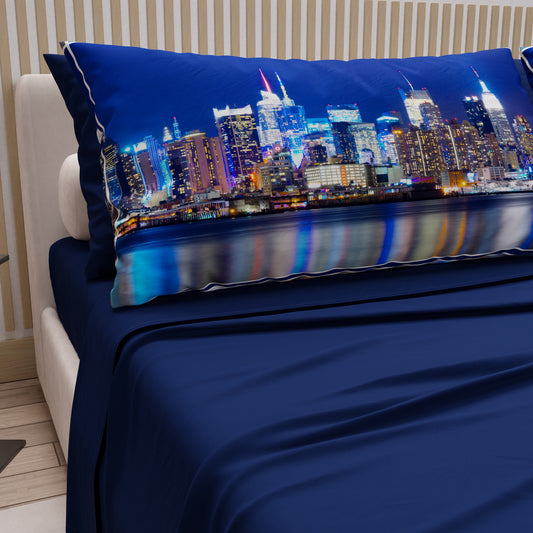 Lenzuola in Cotone, Completo Letto con Federe in Stampa Digitale New York