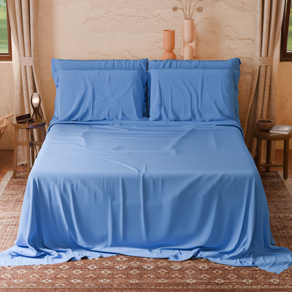Double, Single, Single and Half Sheets, 100% Cotton, Light Blue