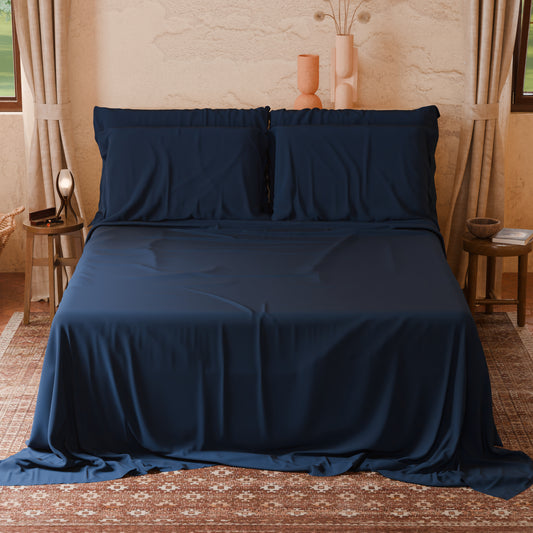 Set Animalier Cobra Blu Copriletti Estivi + Lenzuola in Cotone.