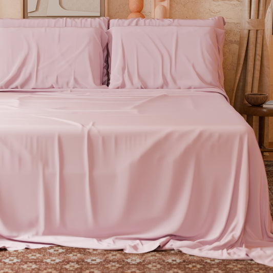 Lenzuola Matrimoniali, Singole, Una Piazza e Mezza, in Cotone, Rosa Chiaro