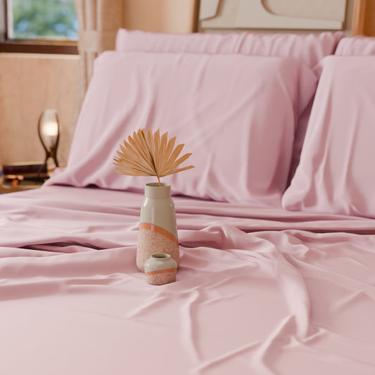 Lenzuola Matrimoniali, Singole, Una Piazza e Mezza, in Cotone, Rosa Chiaro