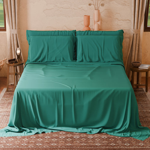 Double, single, one and a half square sheets, 100% cotton, teal