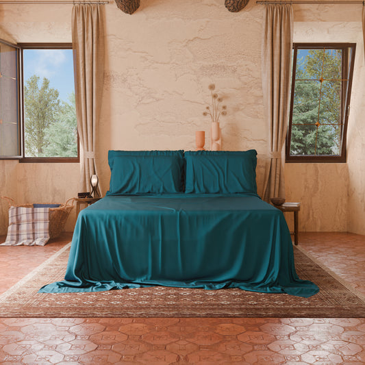 Draps Uni en Satin de Coton Outremer