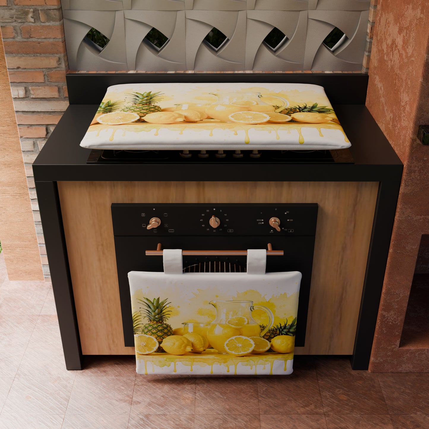 Copriforno per Cucina in Stampa Digitale Fruit - Limone e Ananas