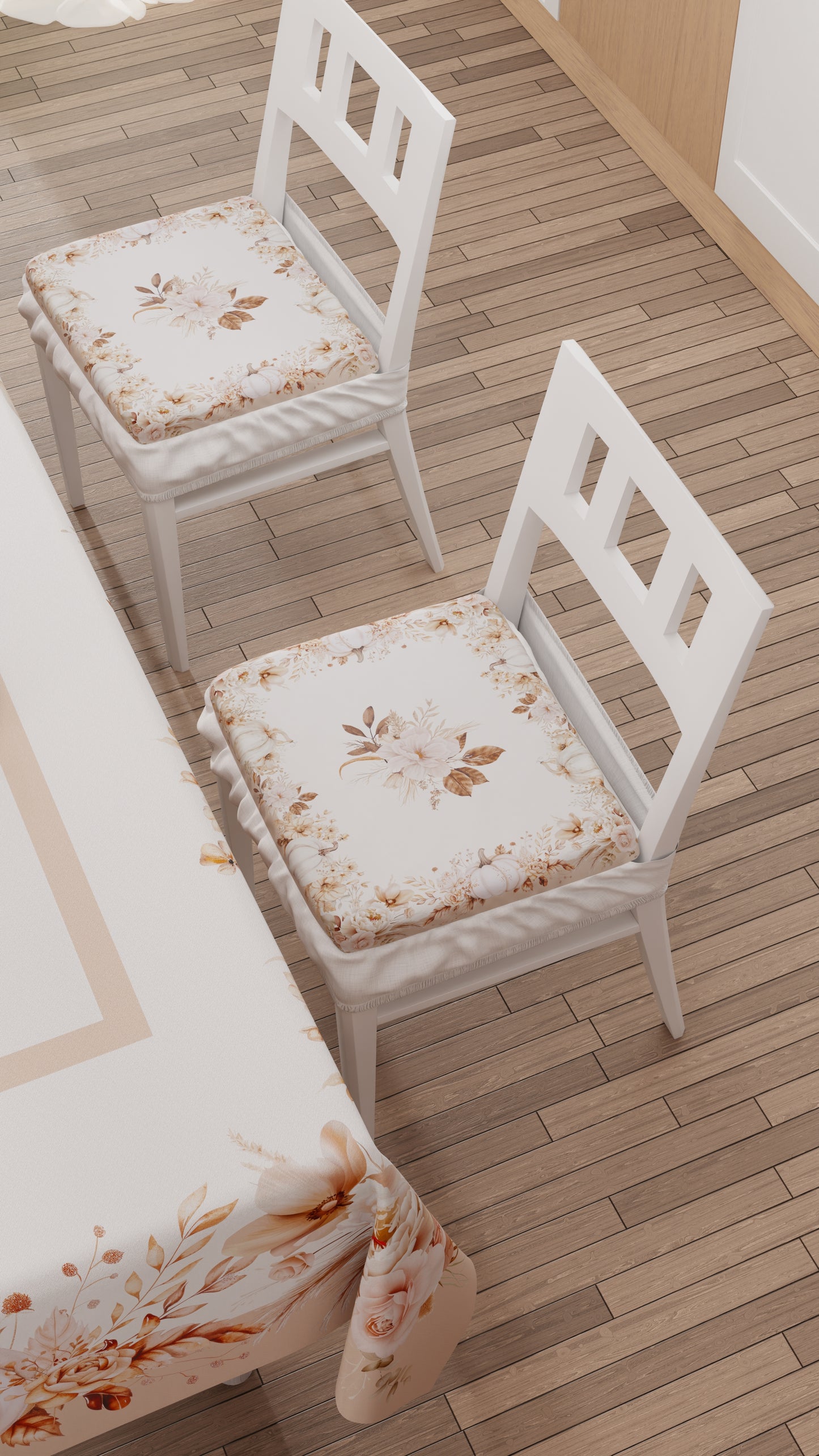 Cuscini per Sedie con Elastico Coprisedia in Stampa Digitale Autumn Flowers