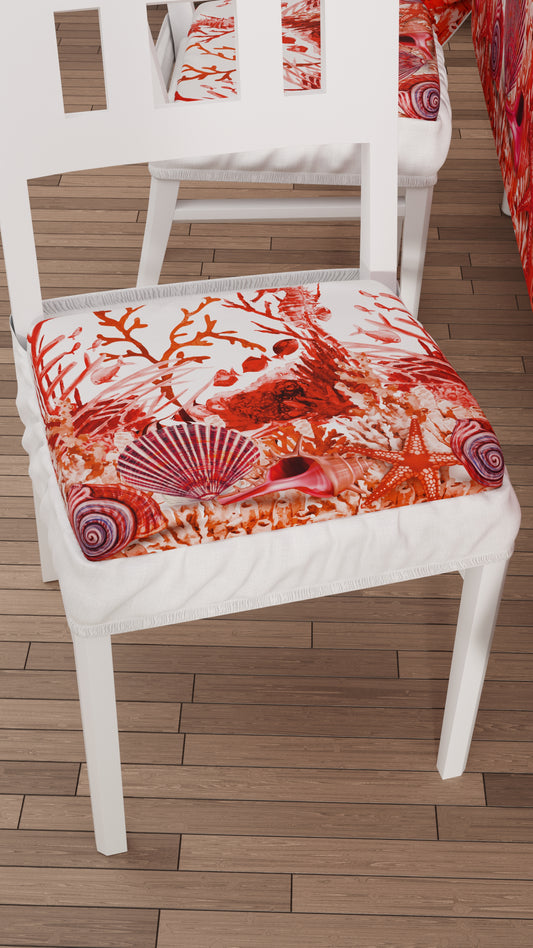 Coussins pour chaises avec élastique housse de chaise en impression numérique Corail Rouge