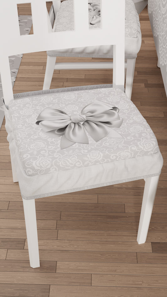 Coussins pour Chaises avec Élastique Housses de Chaise en Impression Numérique Noeud Gris