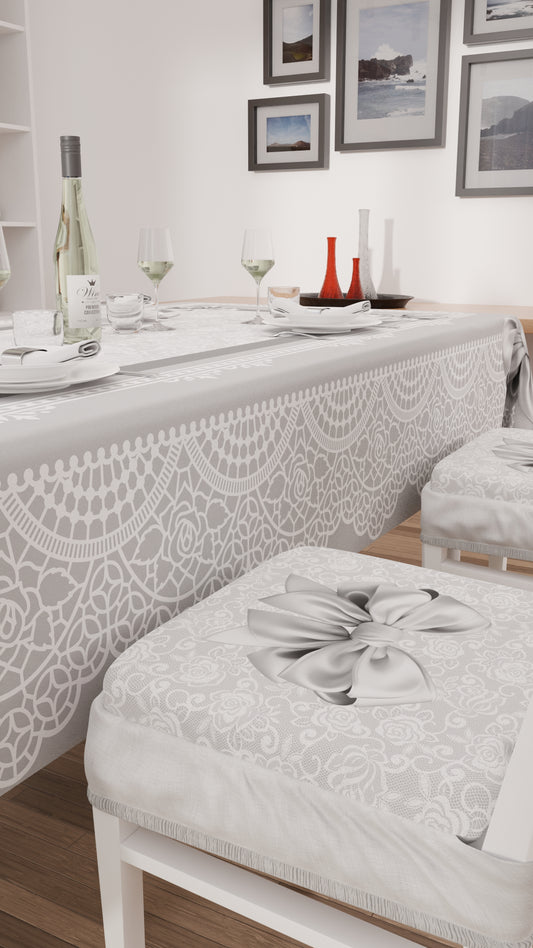 Coussins pour Chaises avec Élastique Housses de Chaise en Impression Numérique Noeud Gris
