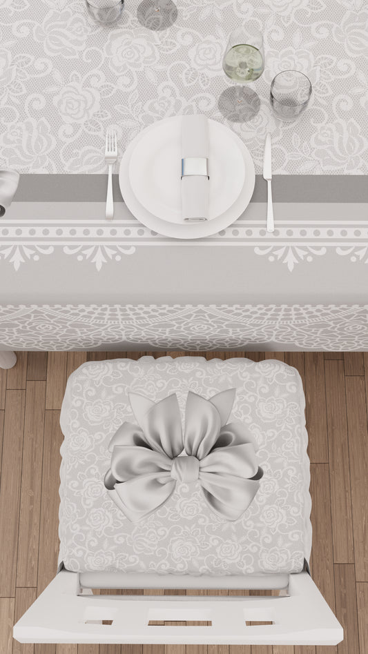 Coussins pour Chaises avec Élastique Housses de Chaise en Impression Numérique Noeud Gris