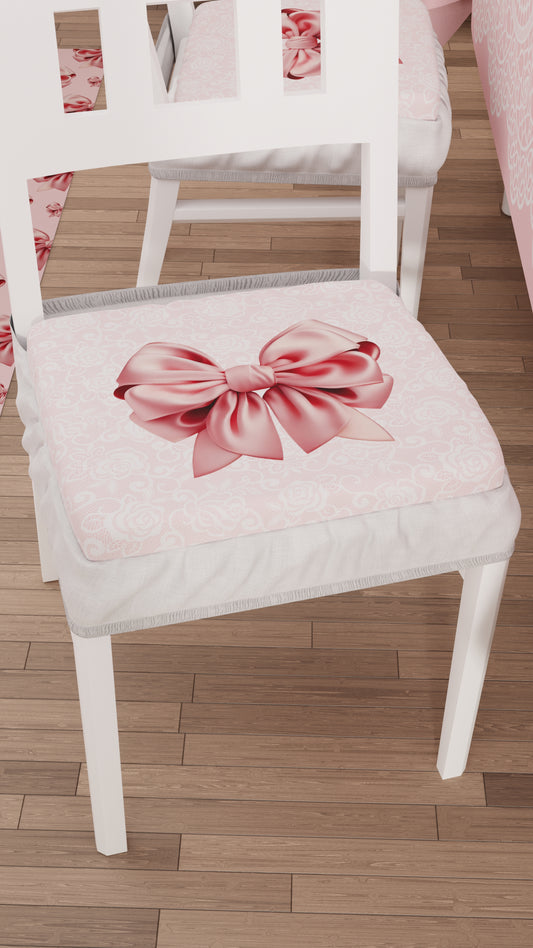 Coussins pour chaises avec élastique Housse de chaise en impression numérique Noeud rose