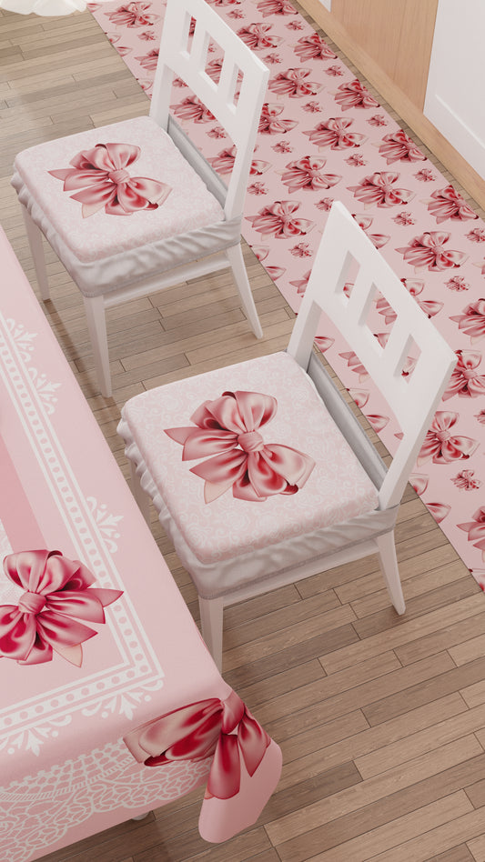 Coussins pour chaises avec élastique Housse de chaise en impression numérique Noeud rose
