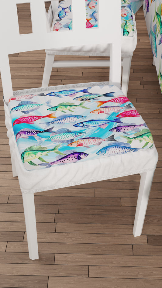 Coussins pour chaises avec élastique housse de chaise en impression numérique Poissons