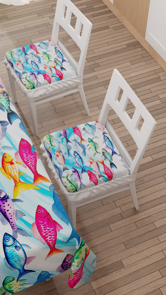 Coussins pour chaises avec élastique housse de chaise en impression numérique Poissons