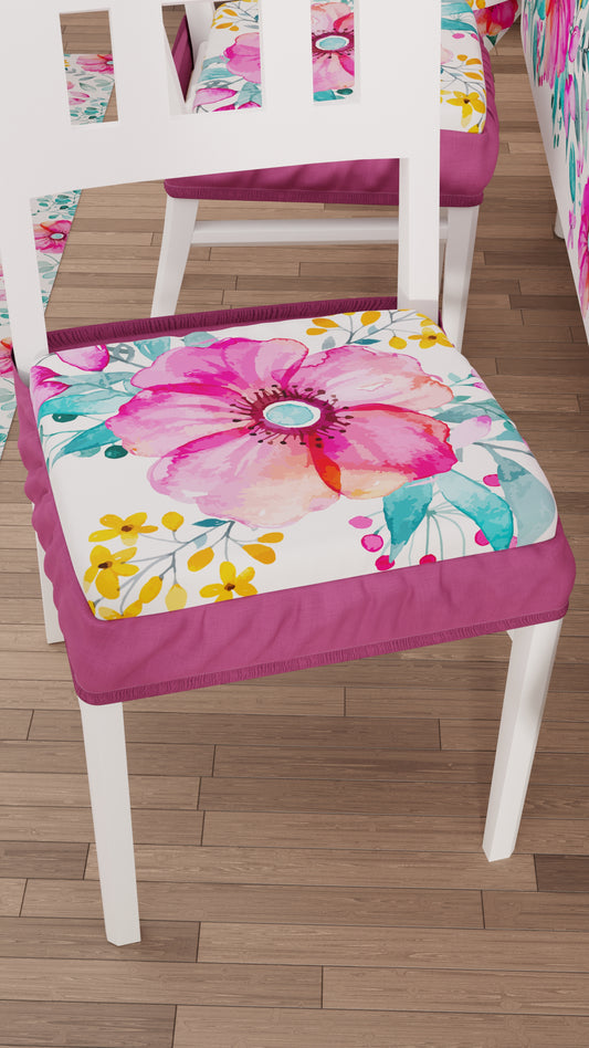 Coussins pour chaises avec élastique housse de chaise en impression numérique florale 01