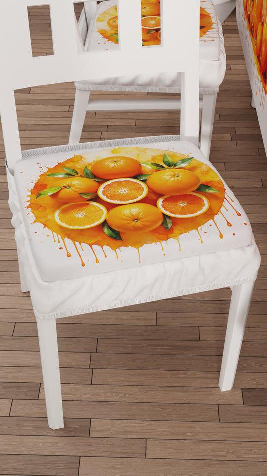 Coussins pour Chaises avec Élastique Housse de Chaise en Impression Digitale Fruit Orange - Orange
