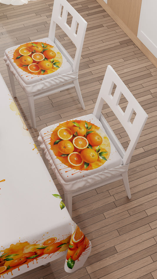 Coussins pour Chaises avec Élastique Housse de Chaise en Impression Digitale Fruit Orange - Orange