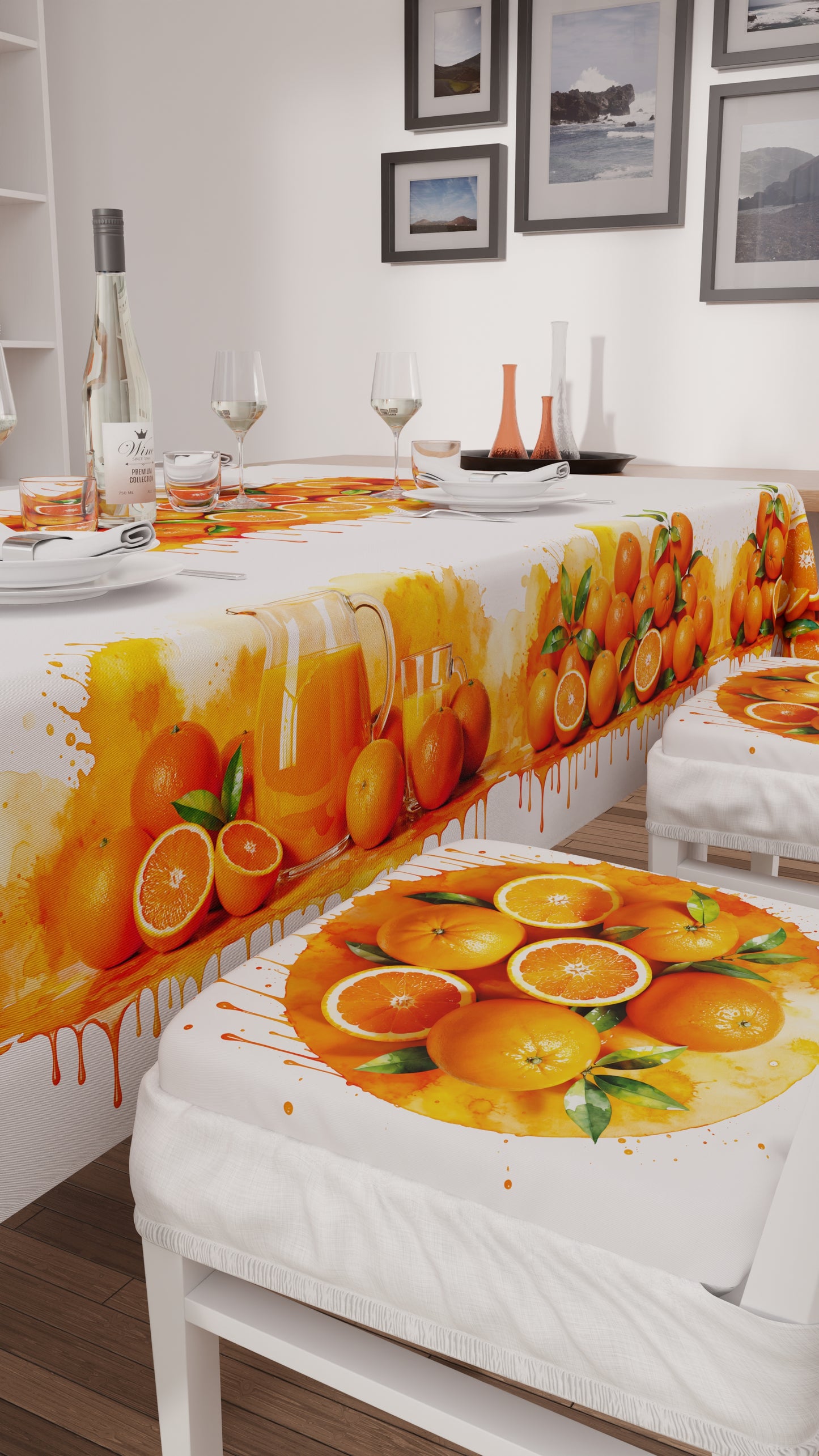 Cuscini per Sedie con Elastico Coprisedia in Stampa Digitale Fruit - Arancia