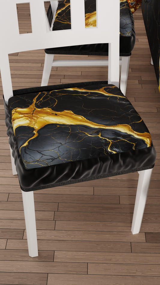 Coussins pour Chaises avec Élastique Housse de Chaise Effet Marbre Noir et Or - ONYXILITE