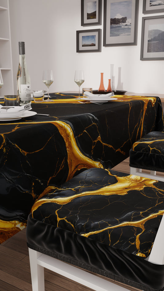Coussins pour Chaises avec Élastique Housse de Chaise Effet Marbre Noir et Or - ONYXILITE