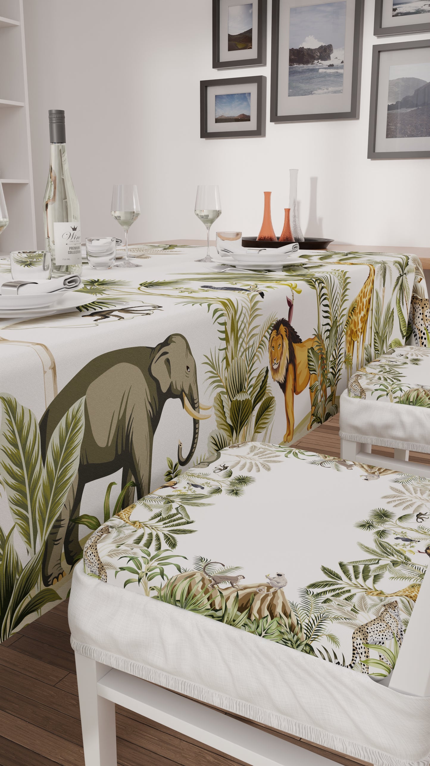 Cuscini per Sedie con Elastico Coprisedia in Stampa Digitale Savana