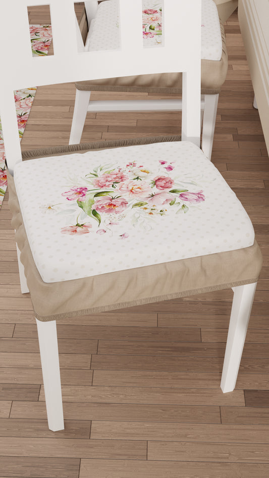 Coussins pour chaises avec élastique housse de chaise en impression numérique shabby beige