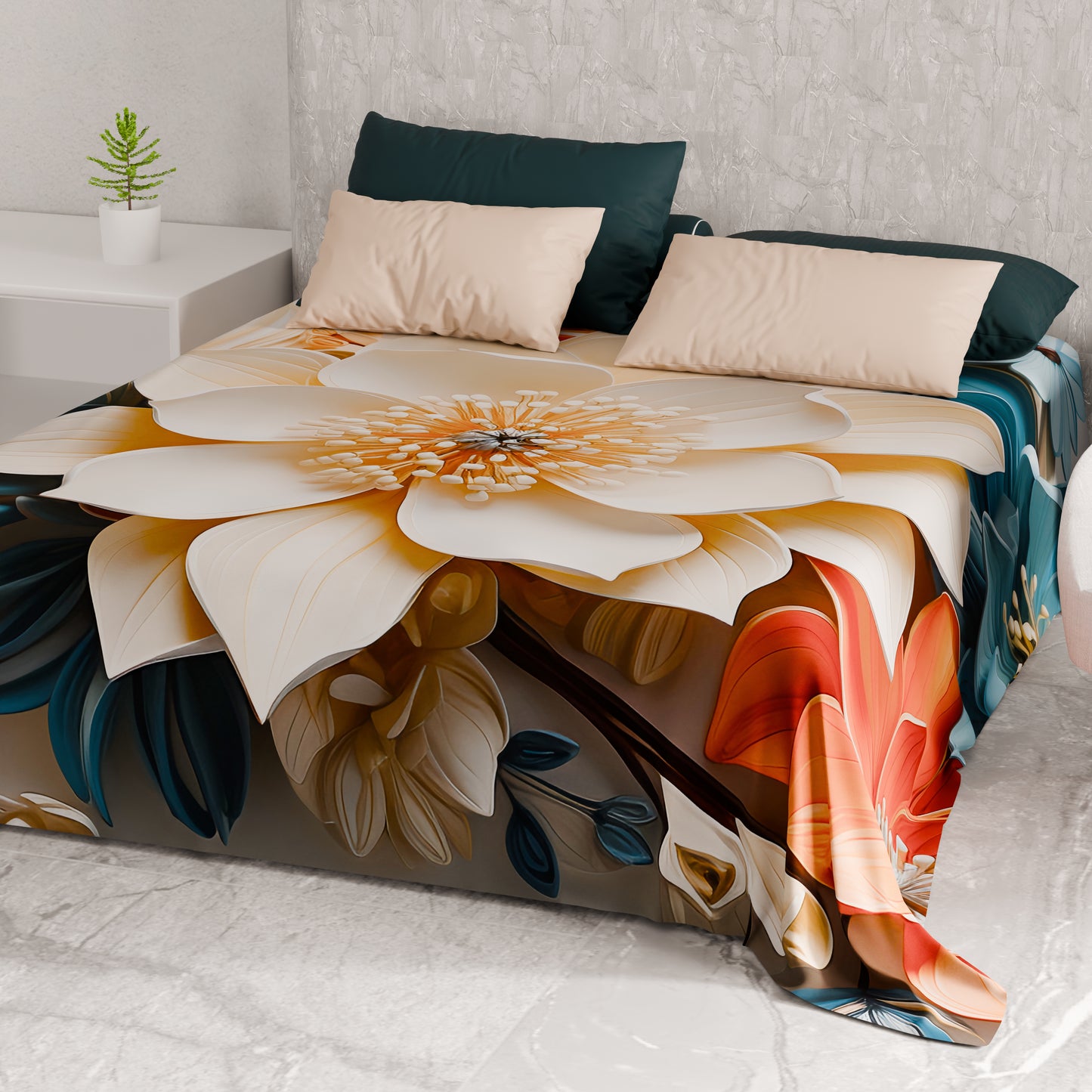 Telo Arredo Copridivano, Copriletto, Copritavolo e Copritutto in Microfibra | Fantasia Floreale 05-10