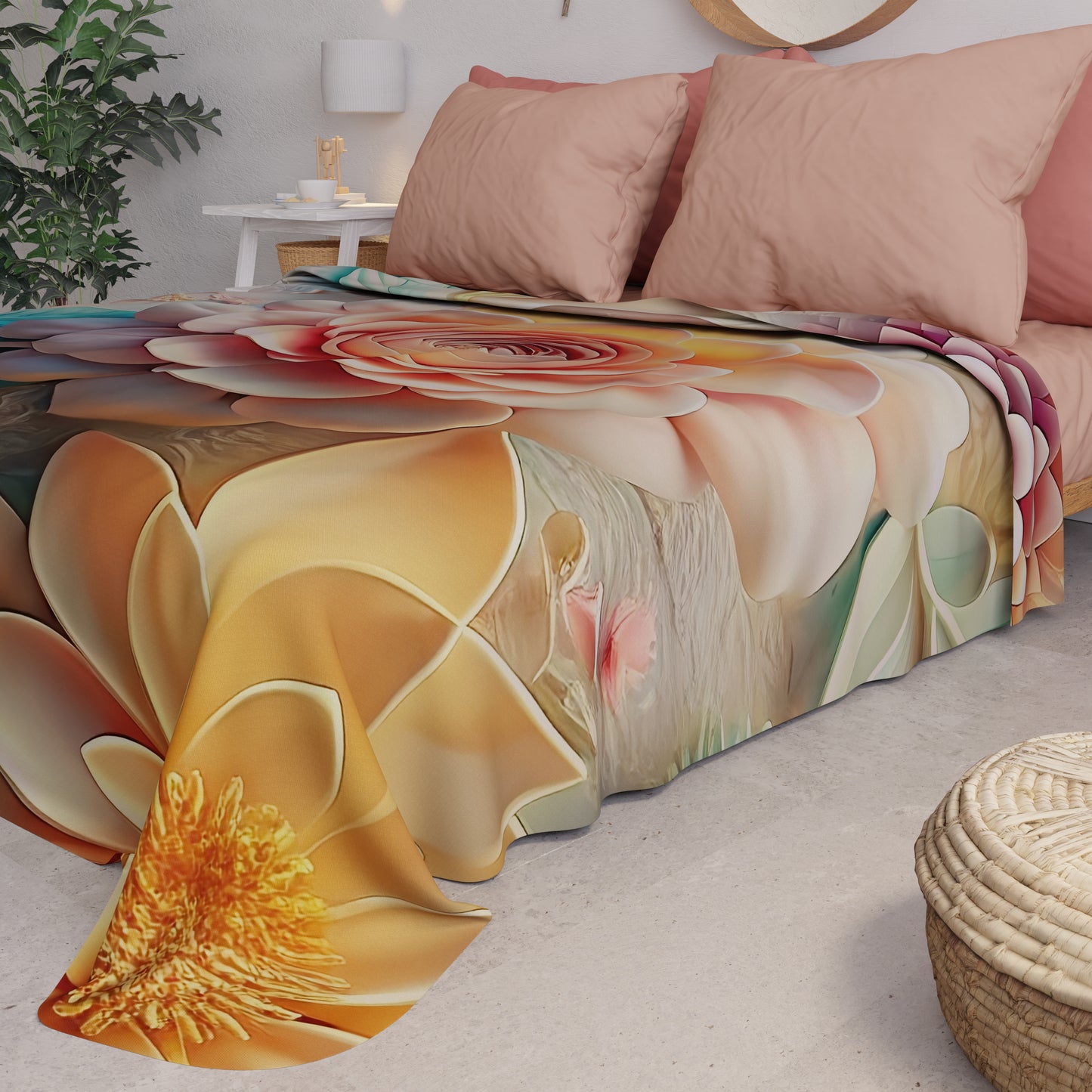 Telo Arredo Copridivano, Copriletto, Copritavolo e Copritutto in Microfibra | Fantasia Floreale 05-11