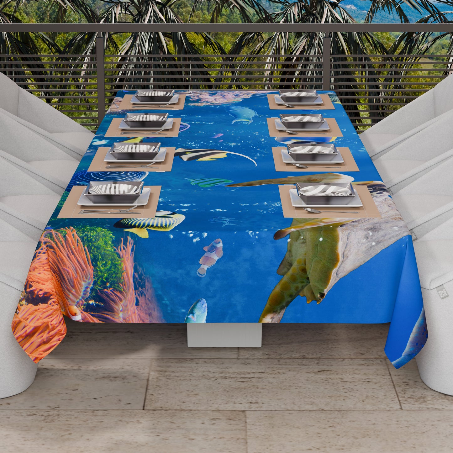 Telo Arredo Copridivano, Copriletto, Copritavolo e Copritutto in Microfibra | Fantasia Acquario