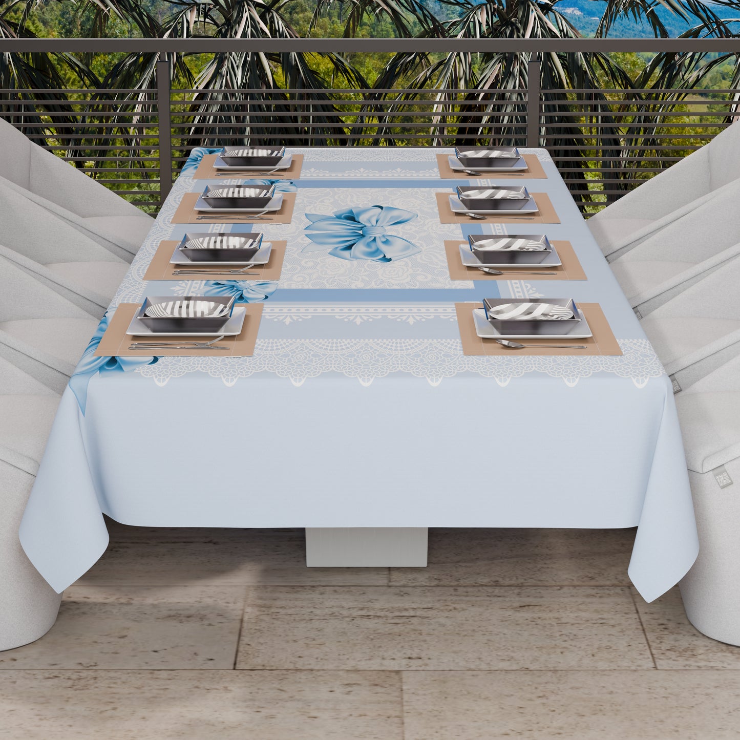 Telo Arredo Copridivano, Copriletto, Copritavolo e Copritutto in Microfibra | Fantasia Fiocco Celeste