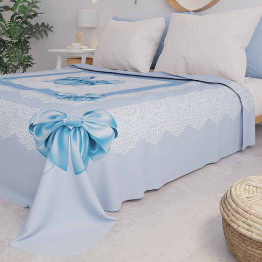 Copriletto Estivo, Coperta Leggera, Lenzuola Copriletto, Fiocco Celeste