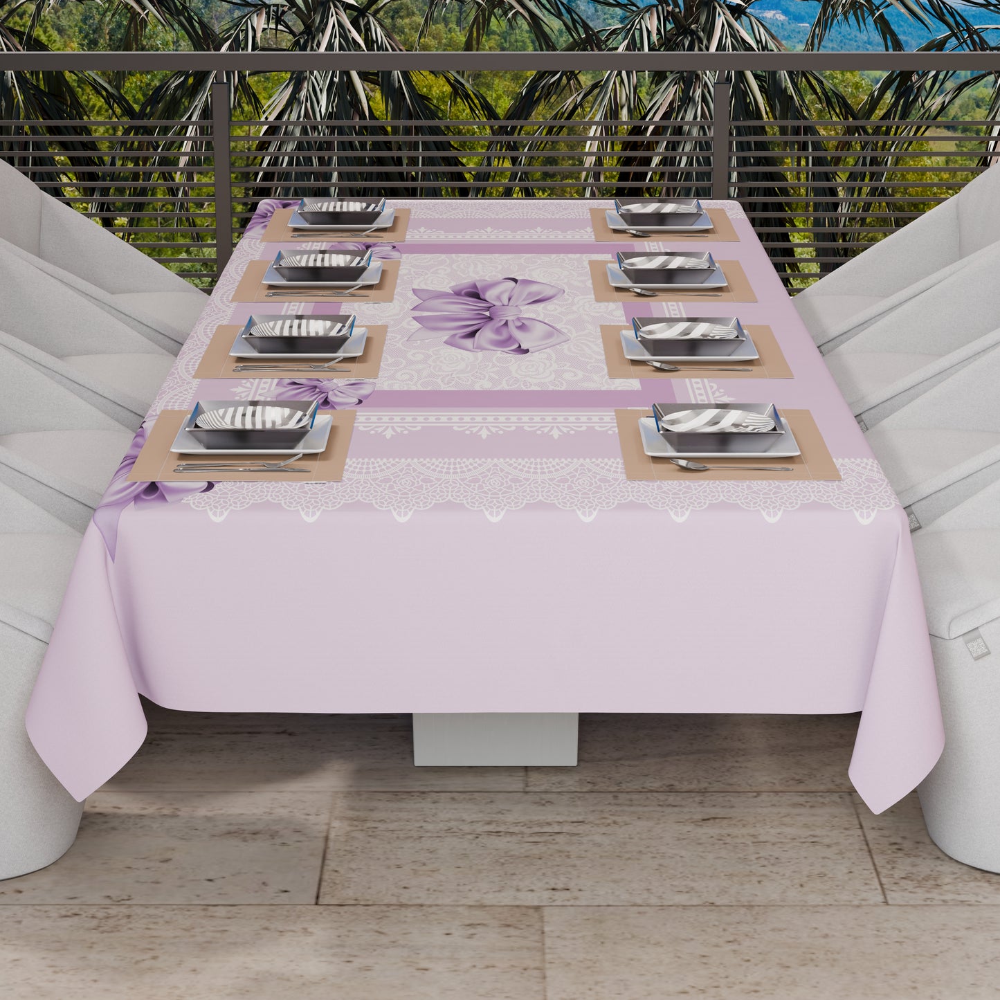 Telo Arredo Copridivano, Copriletto, Copritavolo e Copritutto in Microfibra | Fantasia Fiocco Lilla