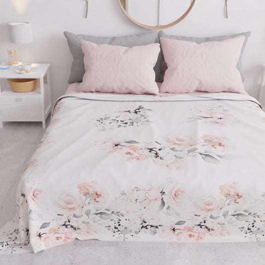 Summer Bedspread, Light Blanket, Bedspread Sheets, Gray Floral