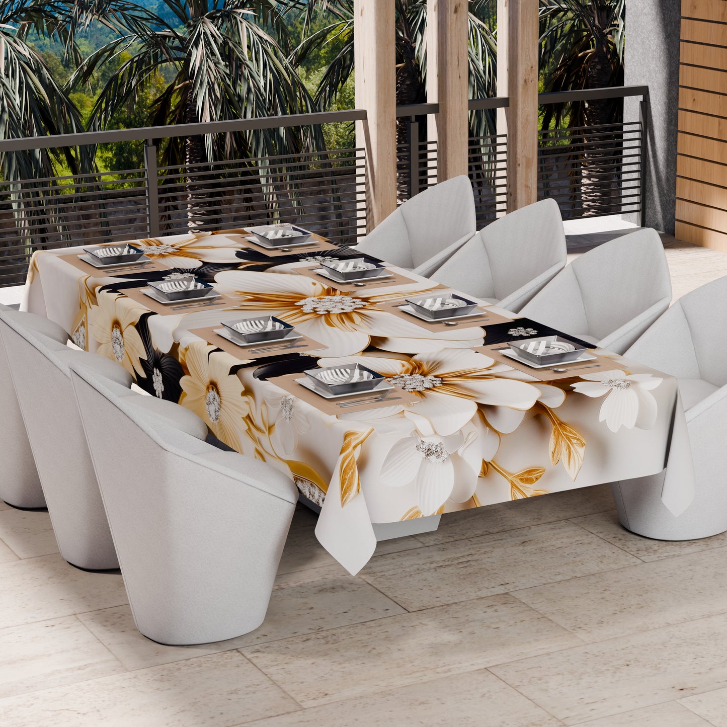 Copriletto Estivo, Coperta Leggera, Lenzuola Copriletto Flower Ceramic Nero