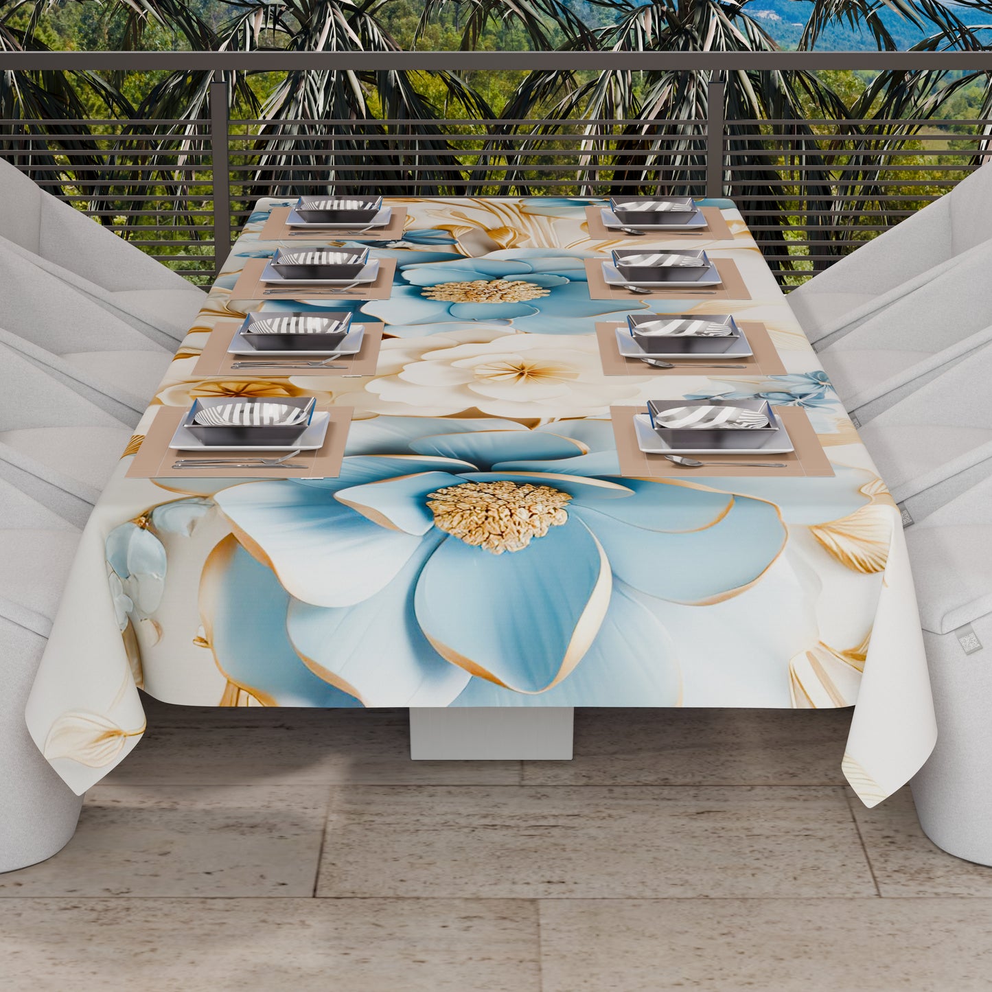 Telo Arredo Copridivano, Copriletto, Copritavolo e Copritutto in Microfibra | Fantasia Flower Ceramic 03