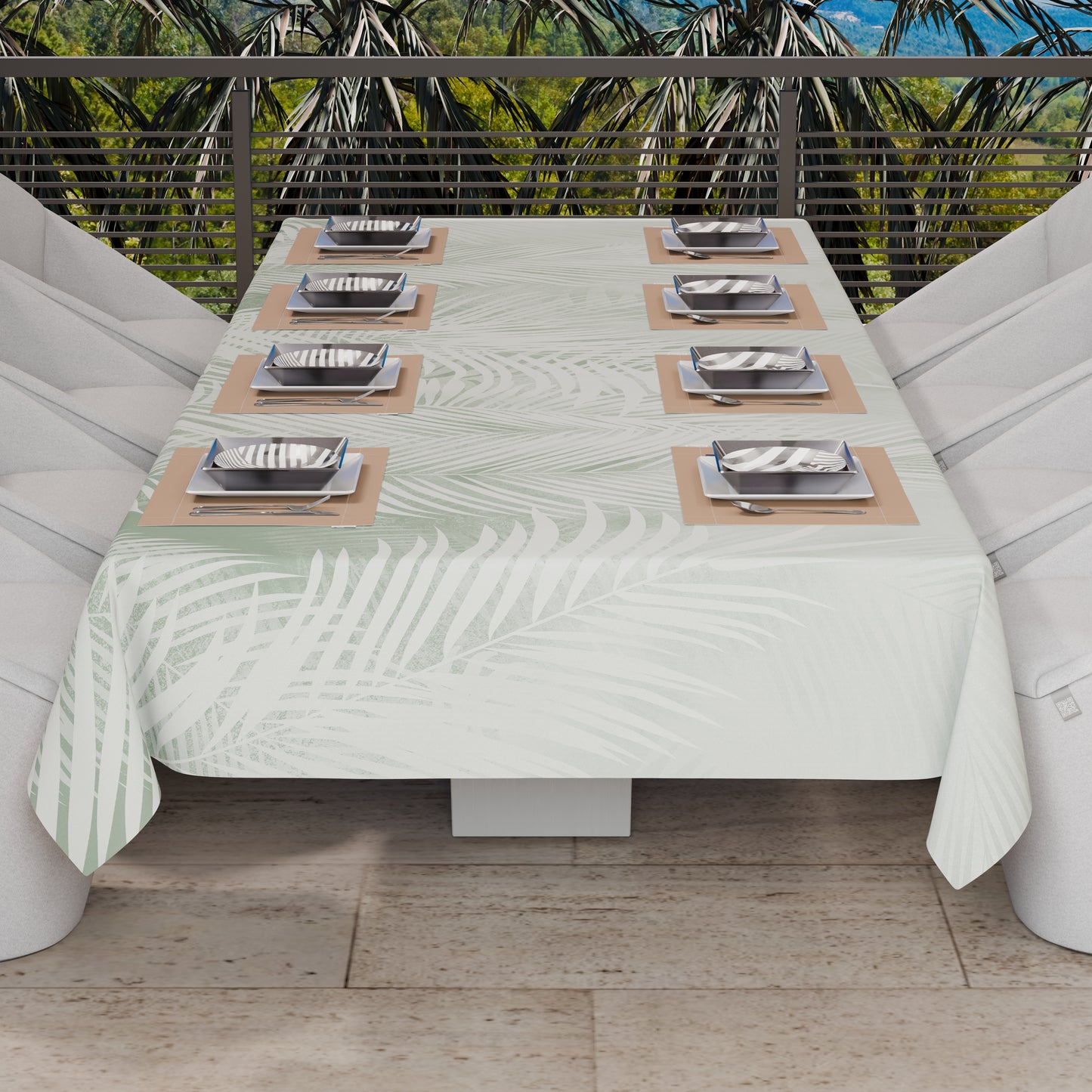 Telo Arredo Copridivano, Copriletto, Copritavolo e Copritutto in Microfibra | Fantasia Foglia Salvia