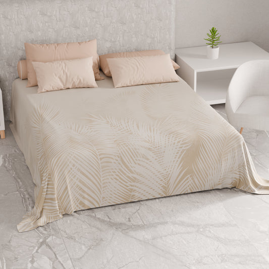 Drap housse pour canapé, couvre-lit, nappe et tout usage en microfibre | Motif Feuille Tourterelle
