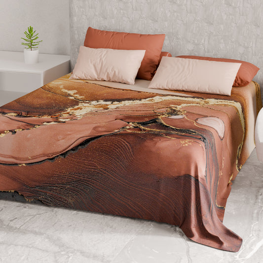 Telo Arredo Copridivano, Copriletto, Copritavolo e Copritutto in Microfibra | Fantasia Marble Tortora