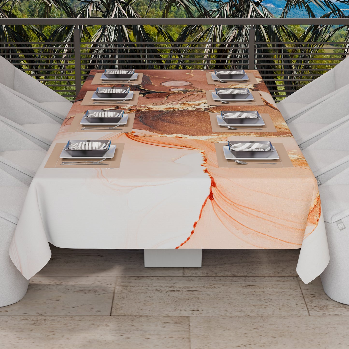 Telo Arredo Copridivano, Copriletto, Copritavolo e Copritutto in Microfibra | Fantasia Marble Tortora