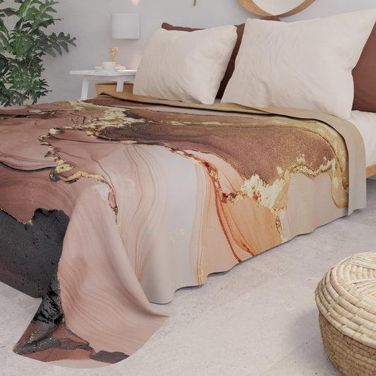 Couvre-lit d'Été, Couverture Légère, Draps Couvre-lit Marbre Taupe