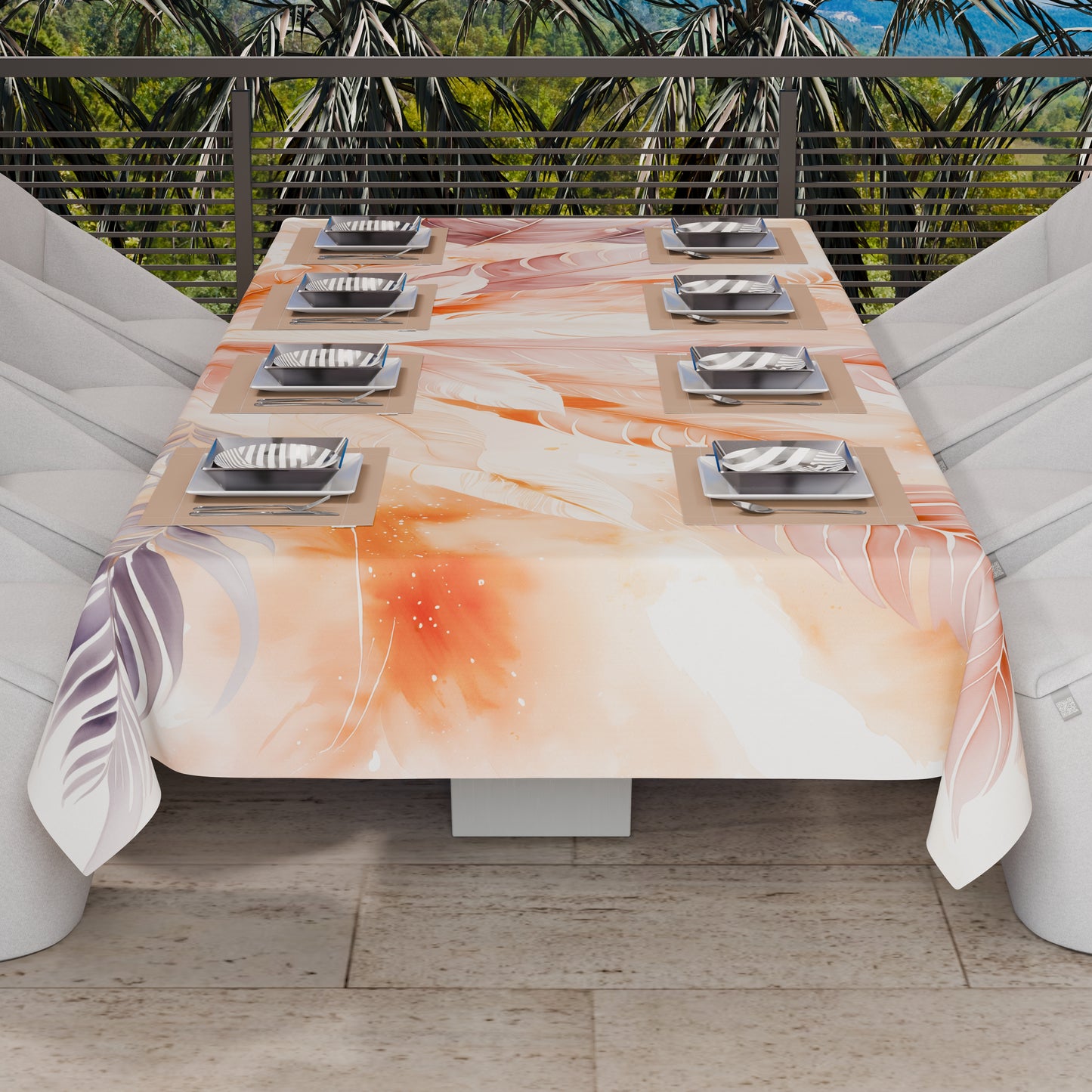 Telo Arredo Copridivano, Copriletto, Copritavolo e Copritutto in Microfibra | Fantasia Palmwater Cipria