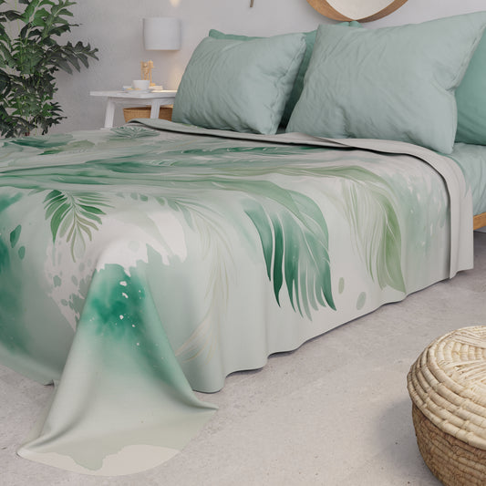 Boutis d'été, Couverture légère, Draps boutis Palmwater Sauge