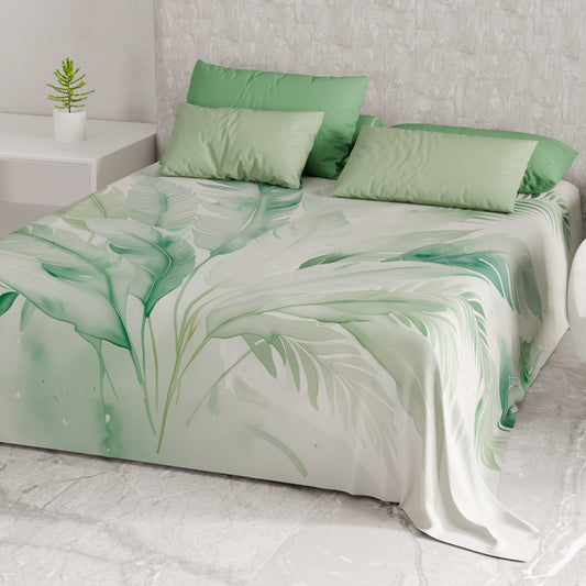 Telo Arredo Copridivano, Copriletto, Copritavolo e Copritutto in Microfibra | Fantasia Palmwater Salvia