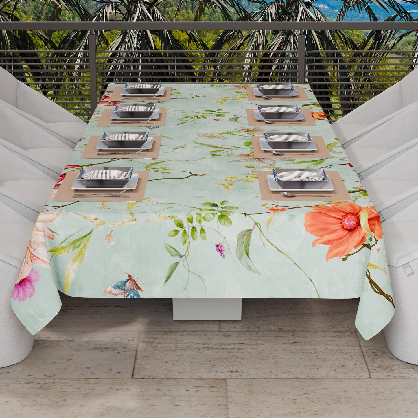 Telo Arredo Copridivano, Copriletto, Copritavolo e Copritutto in Microfibra | Fantasia Spring Acquamarina