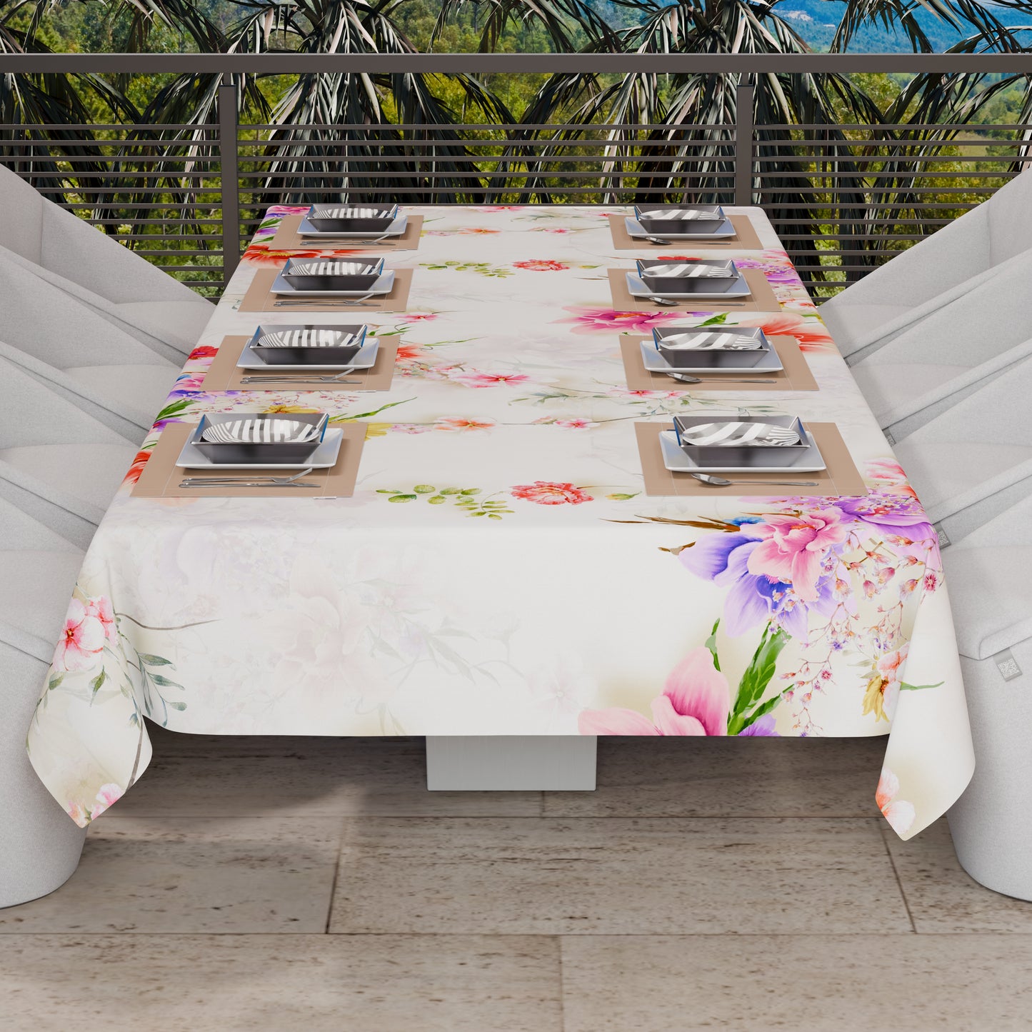 Telo Arredo Copridivano, Copriletto, Copritavolo e Copritutto in Microfibra | Fantasia Spring Bianco