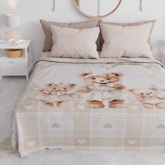 Boutis d'Été, Couverture Légère, Draps Boutis Teddy Love Taupe