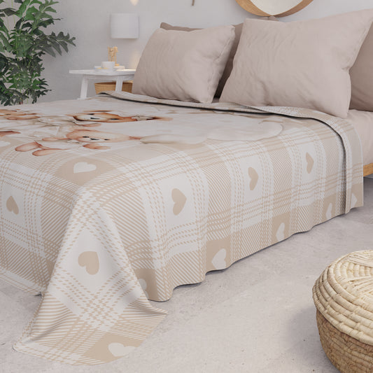 Boutis d'Été, Couverture Légère, Draps Boutis Teddy Love Taupe
